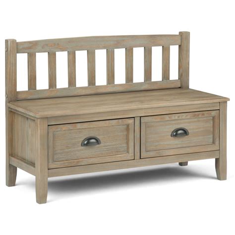 Simpli Home Burlington Wood 42 Transitional Entryway Bench With