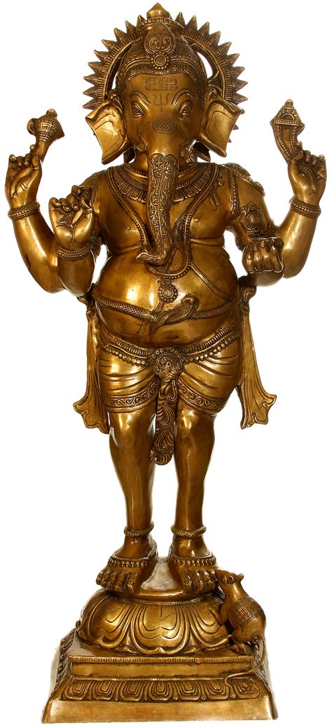 Large Size Standing Ganesha A Form Of Tryakshara Ganapati