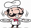 Cute chef cartoon holding plates illustration 13473508 PNG