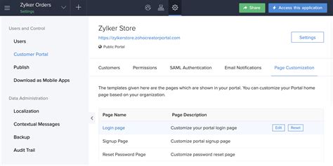 Understand Customer Portal Pages Zoho Creator Help