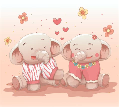Cute Elephant Couple In Love 1221836 Vector Art At Vecteezy