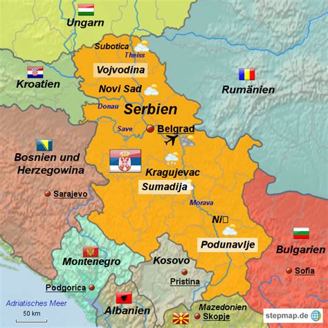 Stepmap Serbien Landkarte Für Serbien