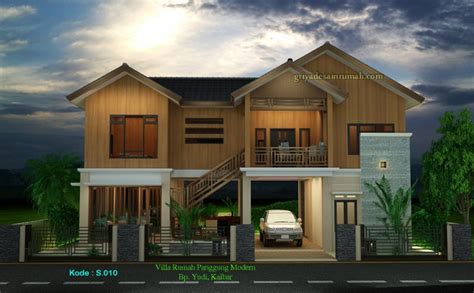 Rumah idaman 2 lantai sederhana di desa desain rumah minimalis via desainrumahidamanku.xyz. Desain Rumah Villa Kayu Panggung Tropis | Jasa Desain Rumah
