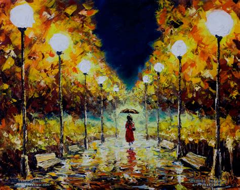 Night Oil Painting, night city landscape: Loneliness in ...