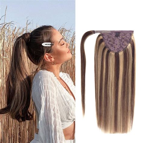 Anrosa 16 Inch Ponytail Extension Human Hair Ponytail