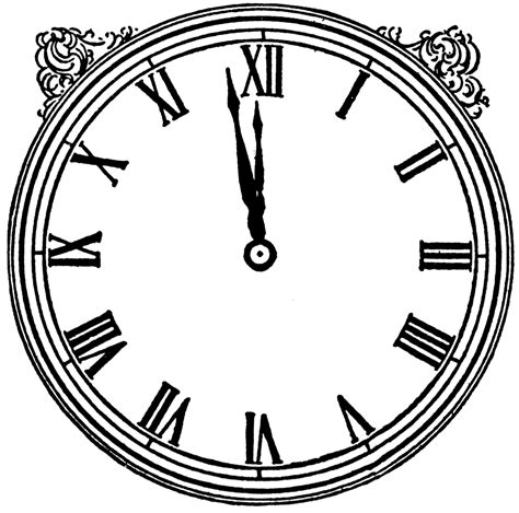 Vintage Clock Face Graphic Clip Art Library
