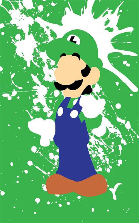Super Mario Bros Luigi Splatter Minimalist Poster