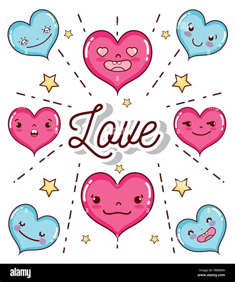 Set Of Cute Hearts Cartoons Stock Vector Image And Art Alamy