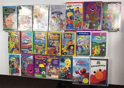 Kid Vhs Lot Barney Teletubbies Wiggles Veggie Tales Sesame Elmo Bob