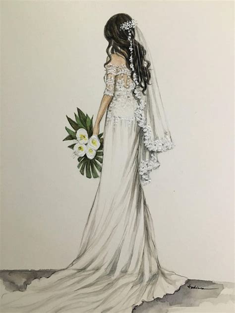 Bridal Custom Portraitwedding Drawing Etsy Custom Fashion