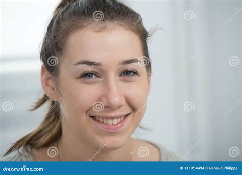 Portrait Of Beautiful And Smiling Young Woman Stock Photo Image Of