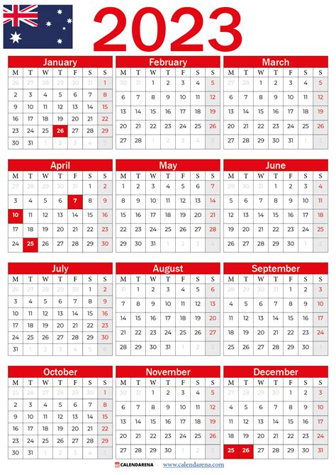 2023 Calendar Australia With Holidays Pelajaran