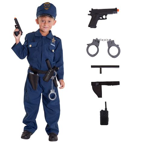 Boy Policeman Fancy Dress Kids Police Cop Costume Officer With Toys 9