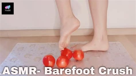 Asmr Barefoot Foot Crush Destroying Tomatoes 토마토 밟는 소리 Youtube