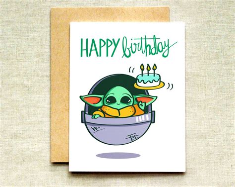 Baby Yoda Birthday Card Mandalorian Birthday Card Star Wars Etsy
