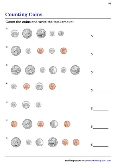 Penny, Nickel, Dime, and Quarter Worksheets