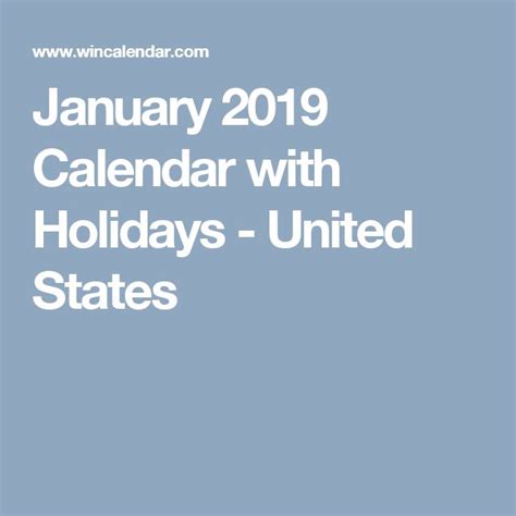 January 2019 Calendar With Holidays United States 2019 Calendar