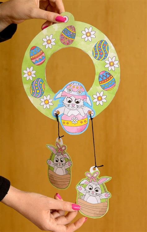 Choose from an easter basket, easter eggs, easter bunny and more! Easter Wreath Coloring Pages | Easter arts, crafts, Easy easter crafts, Easter crafts