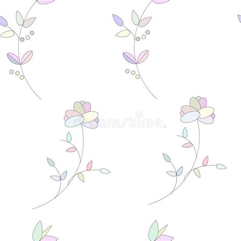 Light Floral Pattern In Pastel Colors With Vector Flowers On A White
