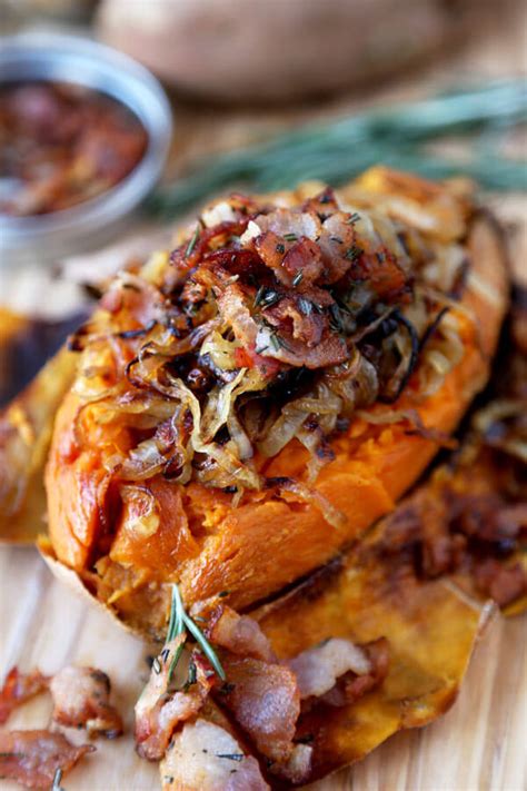 Combine the potatoes, celery, onion, ham and water in a stockpot. Loaded Baked Sweet Potato Recipe | Pickled Plum Food And ...