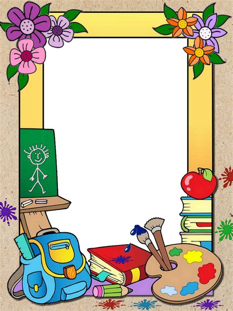 School Png Frame Preschool Art Activities Colorful Borders Design