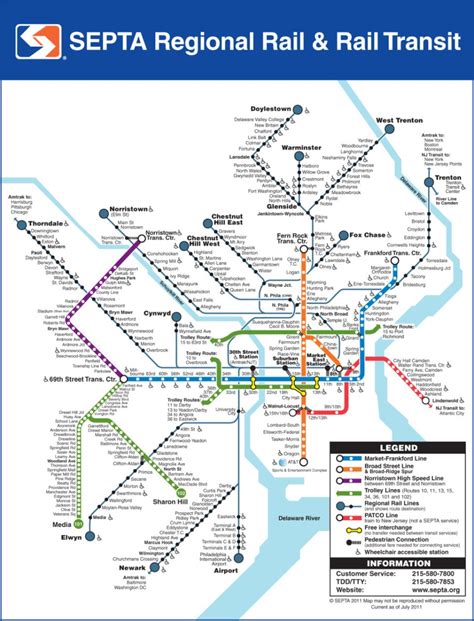 Transit Maps Official Map Philadelphia Septa Network 2011