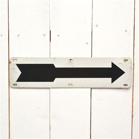 Metal Arrow Sign Vintage Black And White Double Sided Street