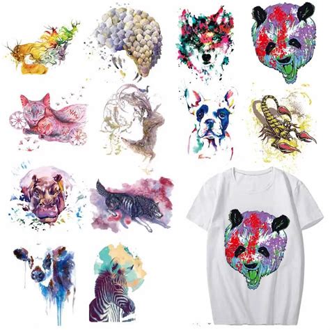 Iron On Transfer Watercolor Animal Patch Print On T Shirt Applique
