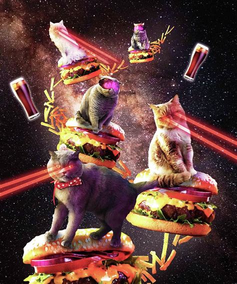 Galaxy Laser Cat On Burger Space Cheeseburger Cats With Lazer Digital