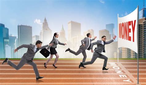 The Business People Running Towards Money Goal Stock Image Image Of