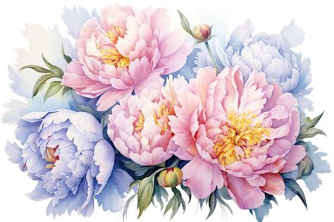 Premium AI Image | Pastel peony watercolor painting of a stunning bouquet