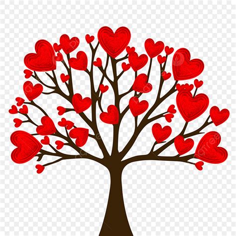 Happy Valentines Day Clipart Vector Valentines Day Red Color Love Tree