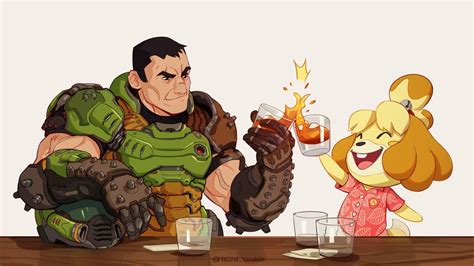 Happy 20th To Animal Crossing And Doom By Thirdcookie Doomguy And