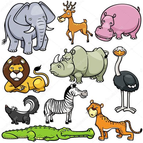 Animales Salvajes Dibujos Animados Imagen Vectorial De