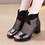 New Lace Women Platform Sandals Mesh Black High Heels Peep Toe Shoes In 
