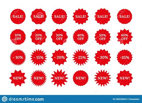 Star Burst Price Stickers Sale Promo Stamps Vector Illustration Stock