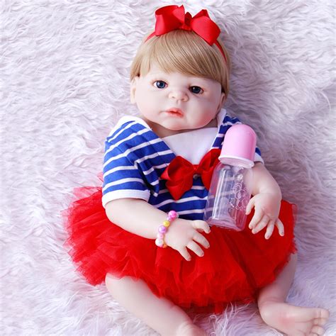55cm Full Body Silicone Reborn Baby Doll Toy Lovely Vinyl Newborn