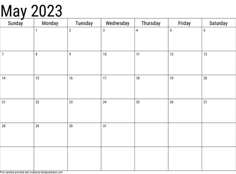 2023 Calendar May