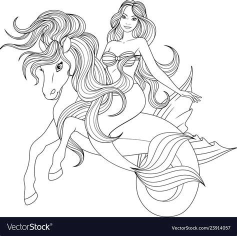 Find the little mermaid ariel pages at coloring is fun, but you also get a beautiful piece of art to hang on your wall! Beautiful mermaid on horse vector image on | Beautiful ...