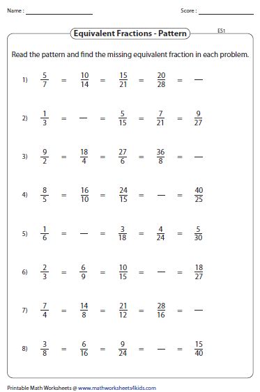 Parents nationwide trust ixl to help their kids reach their academic potential. Equivalent Fraction Worksheets