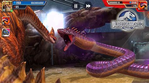 Brachiosaurus Vs Ouroboros 66 Jurassic Dinosaur Battle Jurassic World The Game Youtube