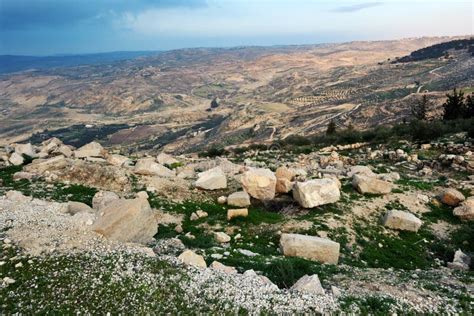 Scenic Aerial View From Biblical Mount Nebo In Jordan Stock Photo