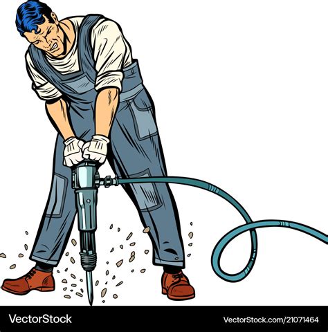Working Man With Jackhammer Royalty Free Vector Image