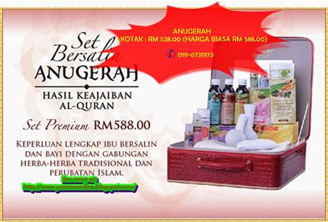 Set ini lengkap untuk 40 hari tempoh berpantang, mengandungi: halal dan murah: SET BERSALIN PREMIUM ANUGERAH