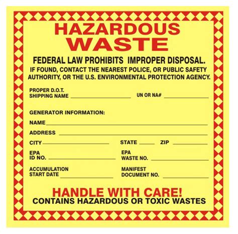 Hazardous Waste Federal Law Prohibits Handle With Care Safehouse Signs