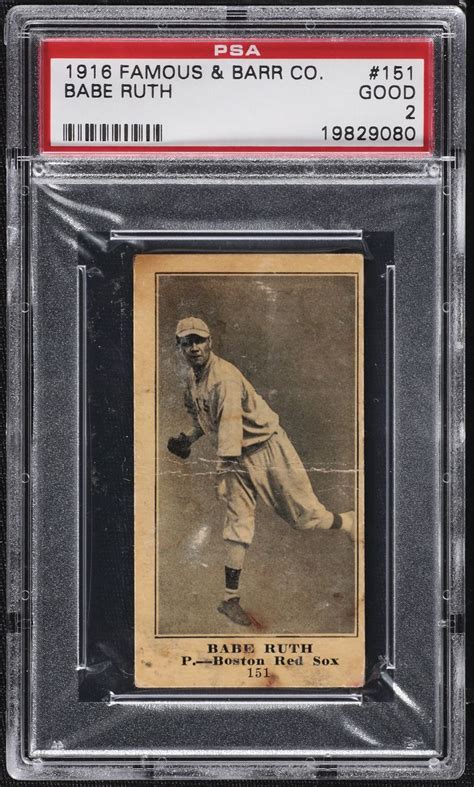 Ultra Scarce 1916 Babe Ruth Famous And Barr Rookie Card Psa 2 One Of Only Four Famous And Barr