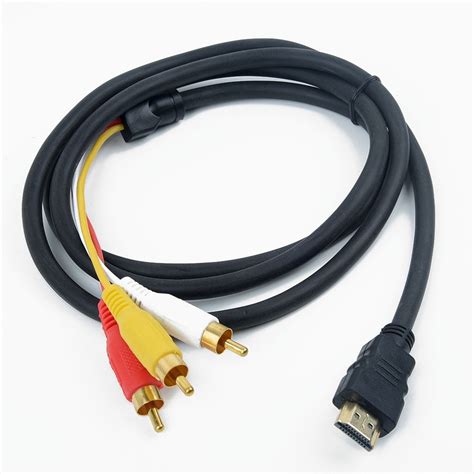Hdmi Male To 3 Rca Av Audio Video 5ft Cable Cord Adapter For Tv Hdtv