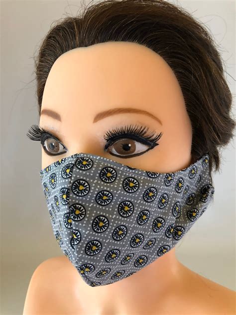 Washable Reversible Cotton Face Mask Greys And Blues