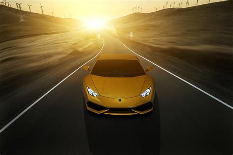 Lamborghini Lamborghini Huracan Yellow Car Sunlight Frontal View