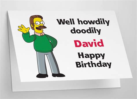 Ned Flanders Simpsons Birthday Card Personalised 2 Versions Etsy Uk